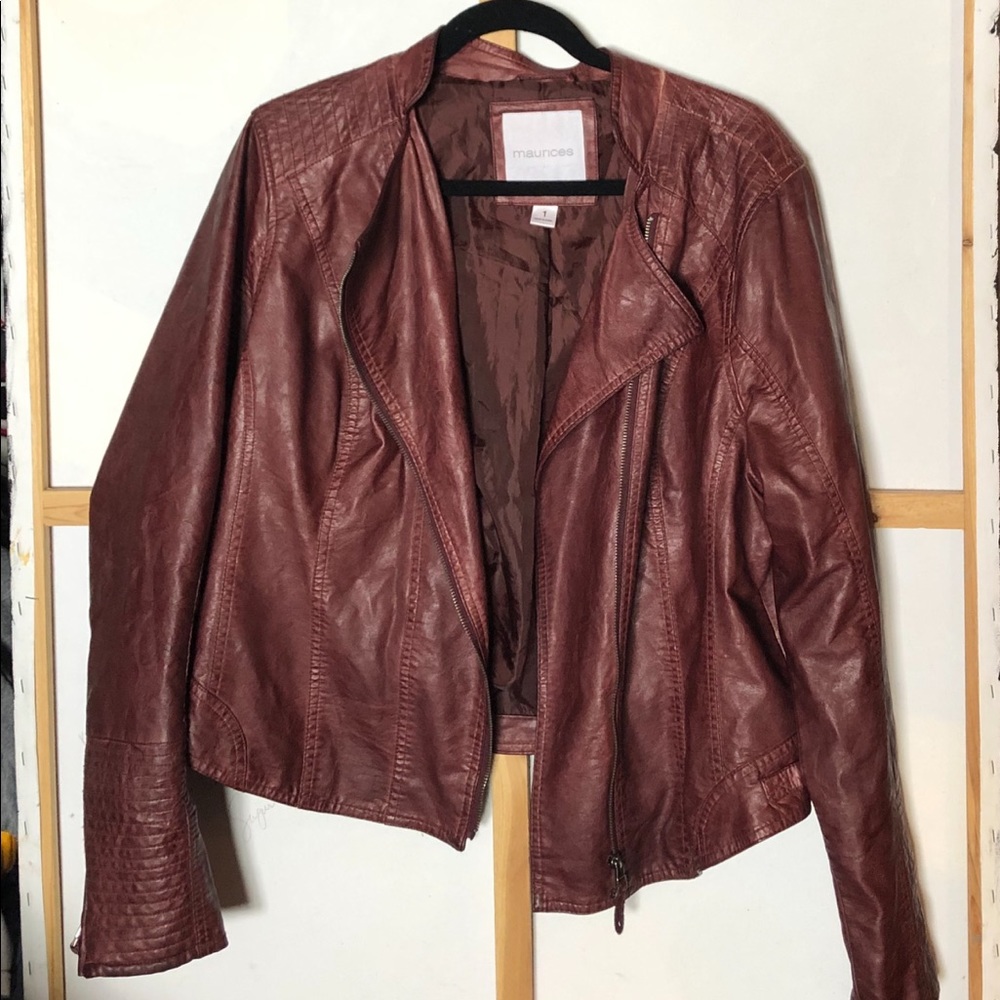 Deep Red Faux Leather Jacket